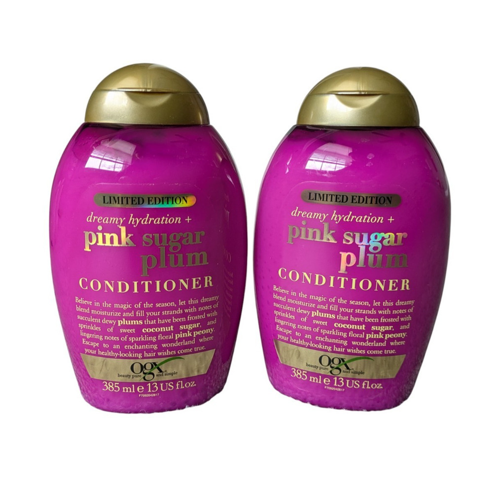 OGX Pink Sugar Plum Conditioner Limited Edition Lot of 2 New 13 oz Hydration